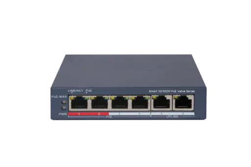 DS-3E1106P-EI/M Hikvision - Switch reseau 6 ports Fast Ethernet dont 4 PoE+ manage L2