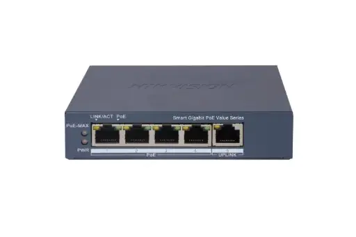 DS-3E1505P-EI/M Hikvision - Switch réseau 4 ports PoE Gigabit et 1 port RJ45 Giga