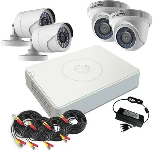 DS-J142I/7104HQHI-K1+2+2CAM Hikvision - Kit DVR 4 canaux + 2 caméras bullet + 2 caméras turret 2 MP