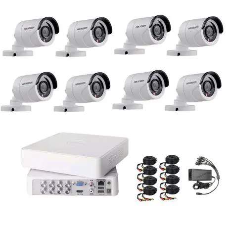 DS-J142I/7108HQHI-K1+8CAM Hikvision - Kit Turbo-HD 8 canaux + 8 caméras dome/bullet 2 MP H.265