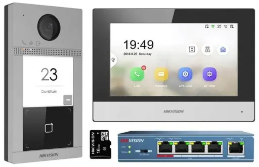 DS-KIS604-S(C) Hikvision - Kit interphone IP 2 MP (villa), bouton unique, écran 7″, PoE + Wi-Fi