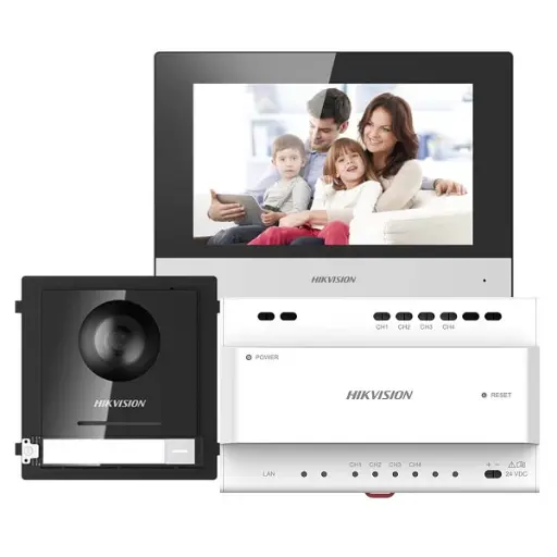DS-KIS702Y-P Hikvision - Kit Intercom 2-Wire 2 MP (villa), bouton unique, écran 7″ tactile, IP65 IK08