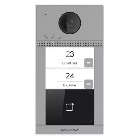 DS-KV8213-WME1B Hikvision – DS-KV8213-WME1(B) - Platine de Rue Interphone IP 2 Boutons, Wi-Fi, Lecteur Badge Mifare, Caméra 2MP 180°