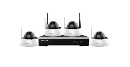 NK42W1H-1T(WD)(B) Hikvision - Kit vidéosurveillance Wi-Fi 4 caméras dôme 2MP IR 30m H.265+ NVR 4 canaux HDD 1To -